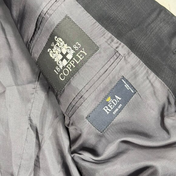 Coppley 1883 Blazer Reda Italy Super 130's Wool Check Sport Coat Grey 46L - Picture 7 of 9